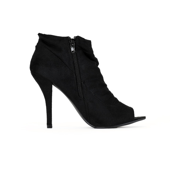 Black Faux Suede Peep Toe High Heels Dream - Picture 2 of 2